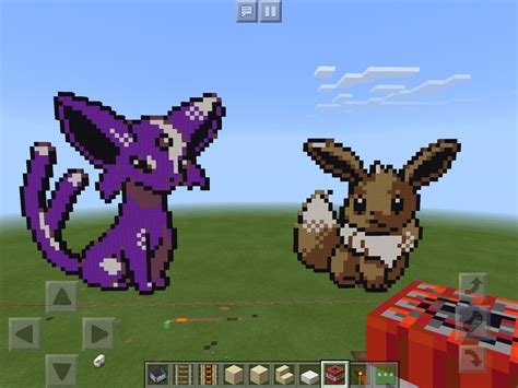 Some old espeon and eevee pixel art I made : r/Minecraft