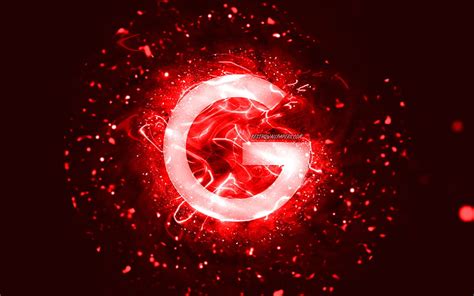 Logotipo rojo de Google, luces de neón rojas, creativo, abstracto rojo, logotipo de Google ...