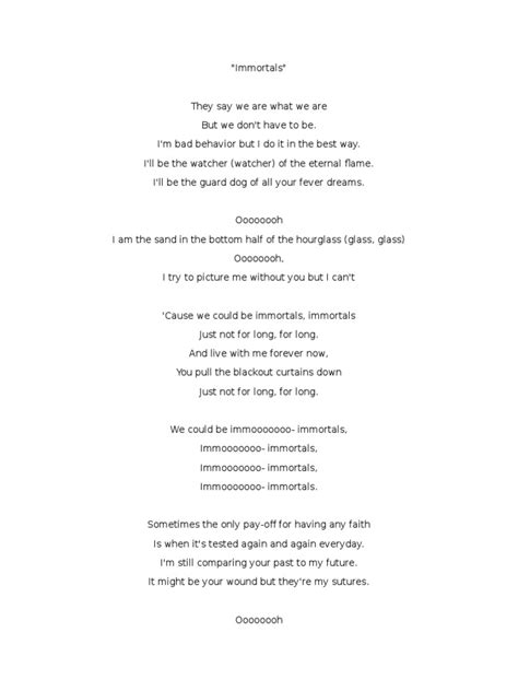 Immortals Lyrics | PDF