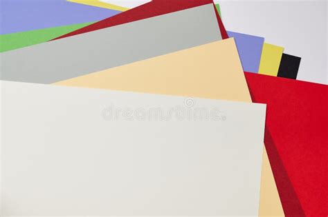 Cardboard Sheets in Different Colors, in Front a White One with Copy Space Stock Image - Image ...