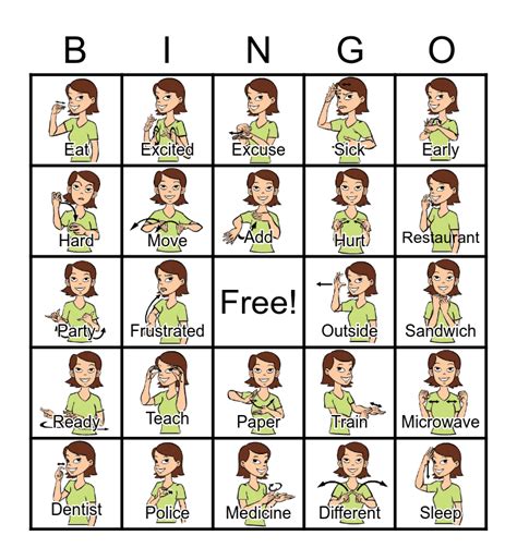 Sign Language Bingo Card