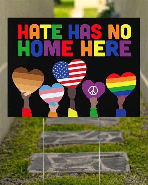 Hate Has No Home Here Metal Signs Art LGBTQ Flag Metal Sign | Etsy