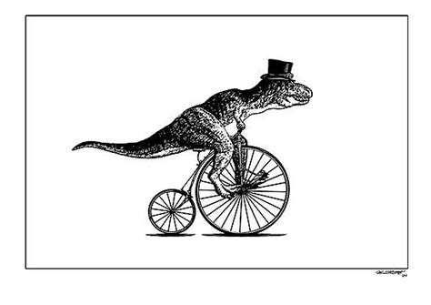 T-Rex on a Penny Farthing - Plain Back Photographic Print by Smaggers ...