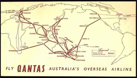 Qantas 1953 Route Map Postcard