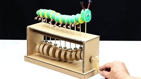 How to make Caterpillar Automata Toy from Cardboard - Automata DIY | Diy cardboard, Cardboard ...