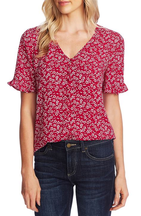 CeCe Sakura Delight Floral Ruffle Sleeve Blouse | Nordstrom | Ruffle sleeve blouse, Cute blouses ...