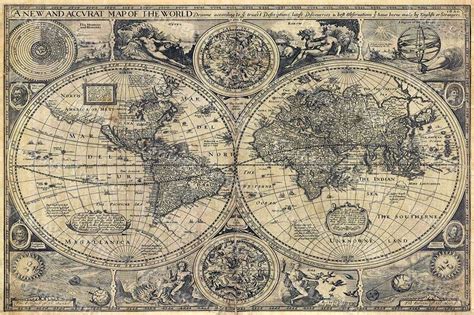 Vintage Old World Map 1626 Old map Antique Restoration decorator Style World Map Fine Art Print ...