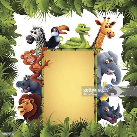 Jungle Animals with Bamboo Banner | Animals wild, Safari animals birthday, Cartoon jungle animals