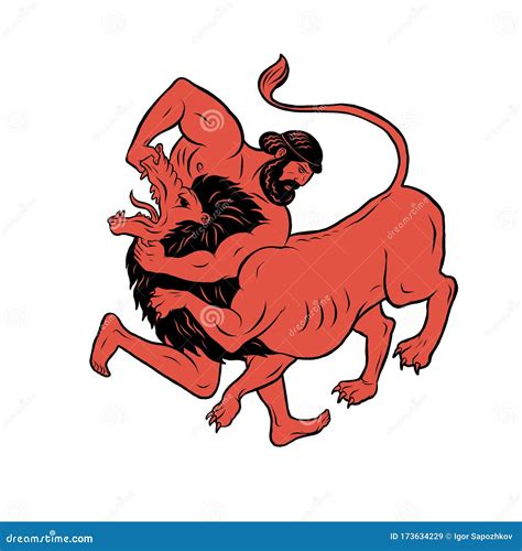 Hercules And The Nemean Lion Cartoon Vector | CartoonDealer.com #2340931