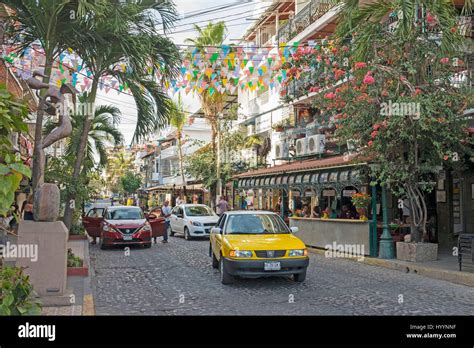 Old town road in Zona Romantica, Puerto Vallarta, Mexico Stock Photo - Alamy