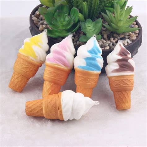 NEW Ice cream cone toy Random Color 10cm Ice Cream Simulation Cake Slow ...