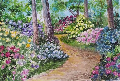 Garden watercolor, Watercolor landscape, Watercolor landscape paintings