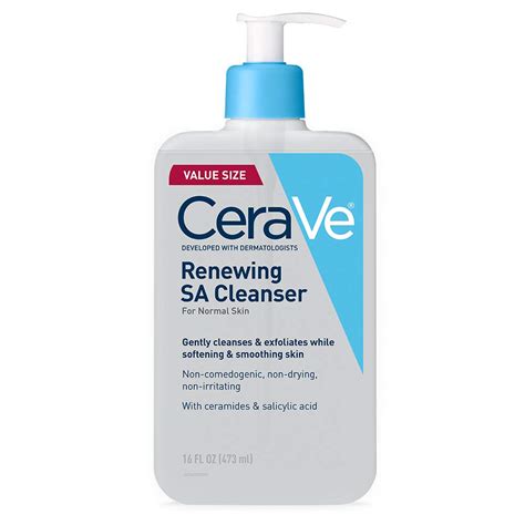 CeraVe SA SALICYLIC ACID CLEANSER, Smoothing BHA Exfoliant For Can Be Used For Keratosis Gentle ...