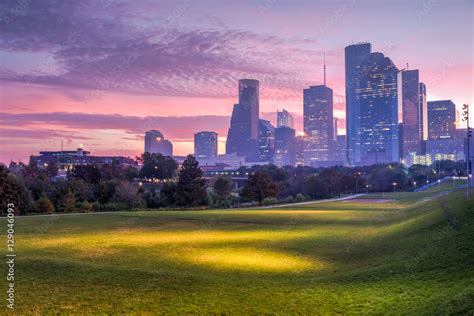 Houston skyline at dawn Stock Photo | Adobe Stock