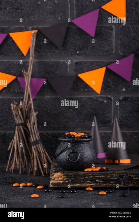 Halloween background with witches hat Stock Photo - Alamy