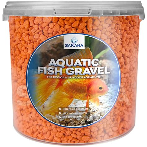 Sakana 2.5L Orange Fluorescent Fish Gravel - Decorative Neon Pond Tank ...