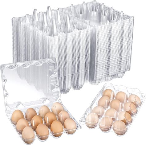 Zubebe 200 Pieces Clear Egg Cartons Plastic Egg Cartons Bulk Empty Chicken Egg Tray Holds ...