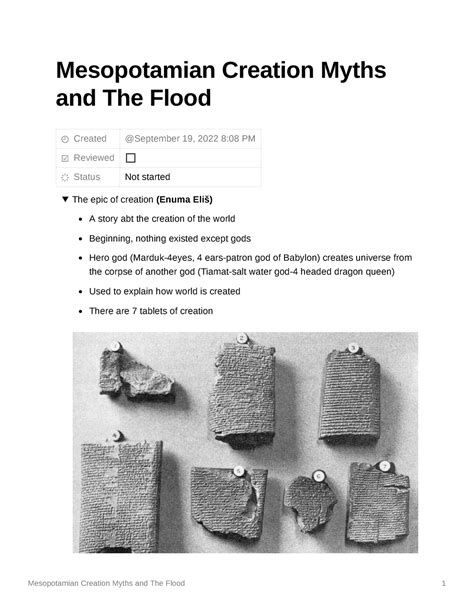 Mesopotamian Creation Myths and The Flood - Mesopotamian Creation Myths and The Flood Created ...