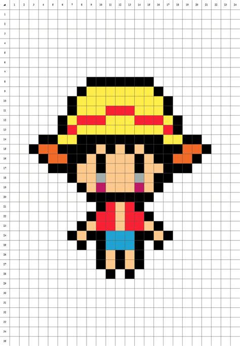 One Piece Luffy Pixel Art Pattern Pixel Art Grid Pixel Art Anime Porn