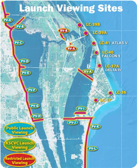 map of launch viewing sites