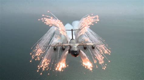 Airbus A400M Spectacular Jettison of Decoy Flares. Jet Aircraft ...