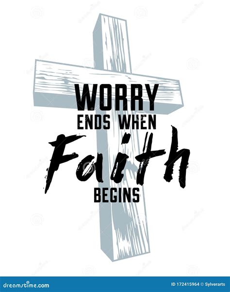 Worry Ends When Faith Begins Christian Poster With Praying Hands Vector ...