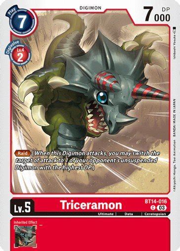 Triceramon (BT14-016) - Digimon Card Database - DigimonCard