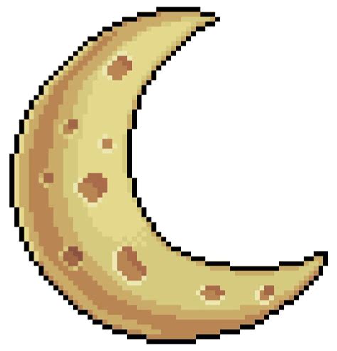 Pixel art moon Crescent moon vector icon for 8bit game on white ...