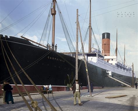 RMS Carpathia docked in Croatia in 1903/04 [colourised by Steve Walker] : Oceanlinerporn