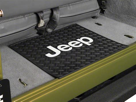 Jeep Wrangler Rear Utility Floor Mat with Jeep Logo; Black (66-23 Jeep ...