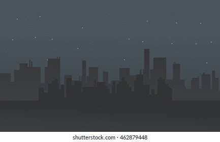 Silhouette Many Building Night Vector Illustration Stock Vector (Royalty Free) 462879448 ...