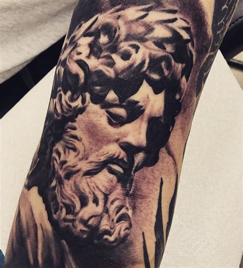 victrontattoos:asclepius-greek-god-black-and-grey-realistic