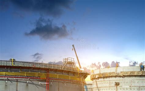 Construction Site of Oil Storage Tank Stock Photo - Image of plant ...