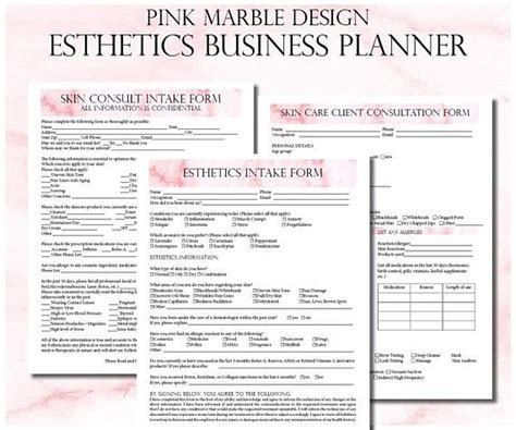 Esthetician Business Planner, Editable Skin Care Consultation Form, Facials Client Intake Form ...