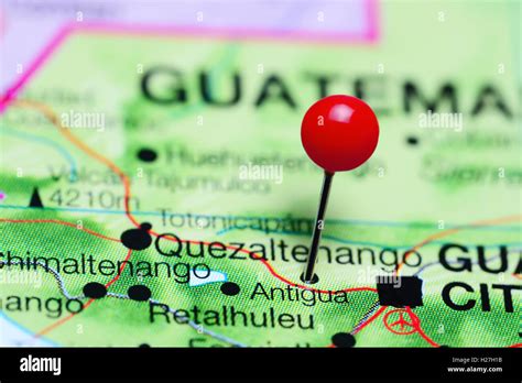 Antigua pinned on a map of Guatemala Stock Photo - Alamy