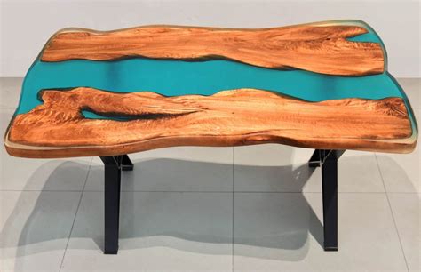 Sky Blue and Brown Modern Epoxy Resin Coffee Table, Without Storage at Rs 15000 in Nashik