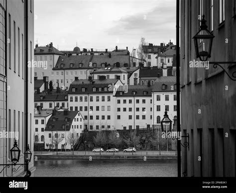 View of buildings in city in black and white Stock Photo - Alamy