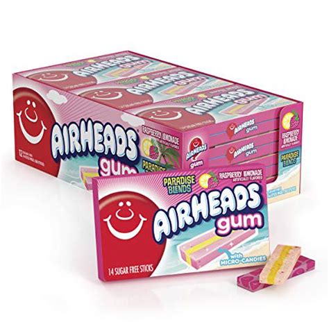 Airheads Raspberry Lemonade Bubblegum -14 Sugar Free Bubble Gum Sticks