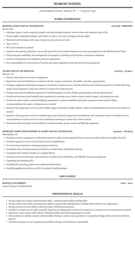 Av Technician Resume - madokoenew