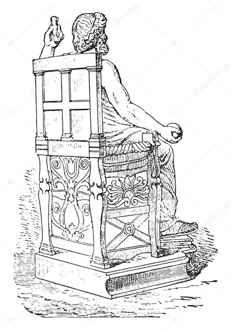 Greek seat, vintage engraving. Stock Vector by ©Morphart 90300242