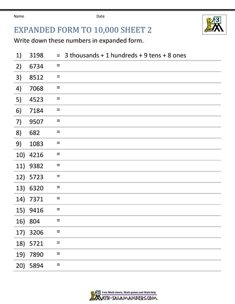 Expanded And Standard Form Worksheets