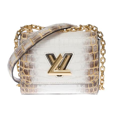 NEW Louis Vuitton Mini Twist shoulder bag in White Crocodile leather ...