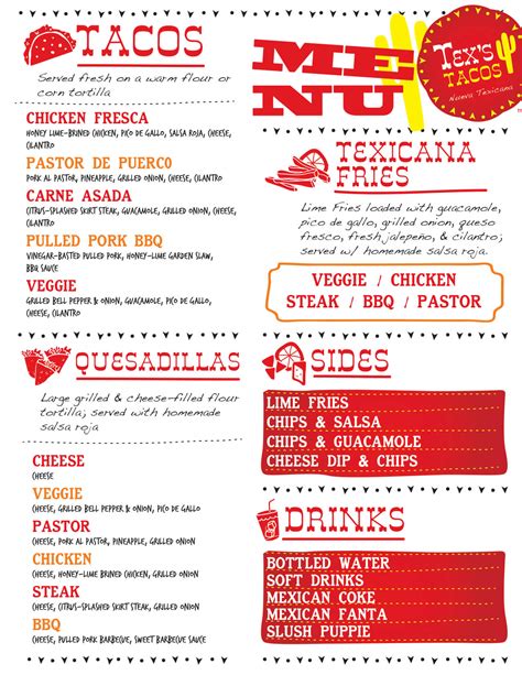 Menu | Tex's Tacos