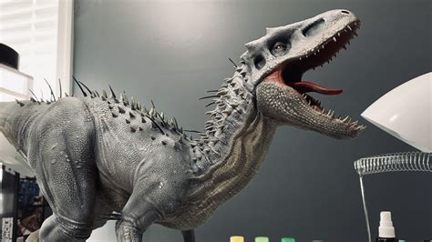 3D Printed and Painted Indominus Rex. First time doing a “realistic” model. Working on the base ...