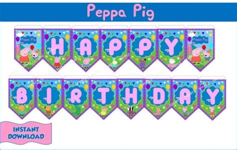 PEPPA PIG Birthday Banner Peppa Pig Banner by CutePartyFairy