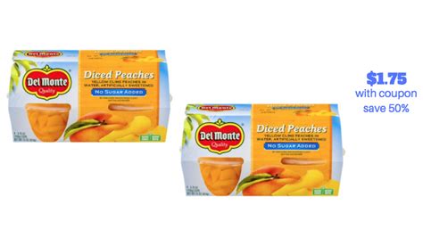 Del Monte Fruit Cups Coupon and Sale - Pay just $1.75 Each 4 Pack - Super Safeway