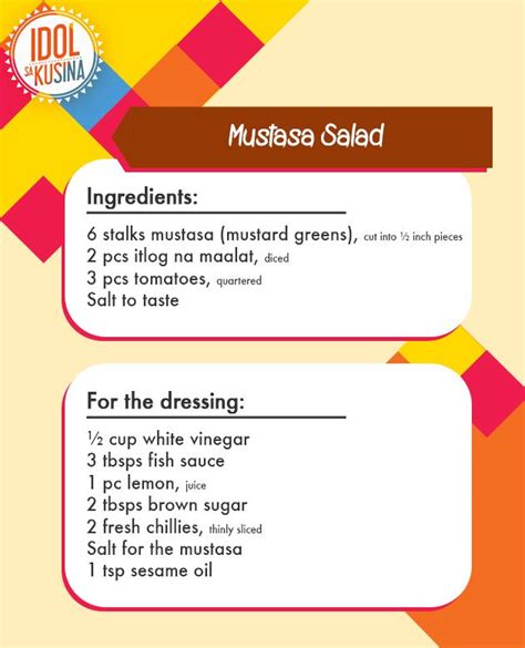 Recipe: Mustasa Salad with Itlog na Maalat | Salad, Recipes, Salad ingredients