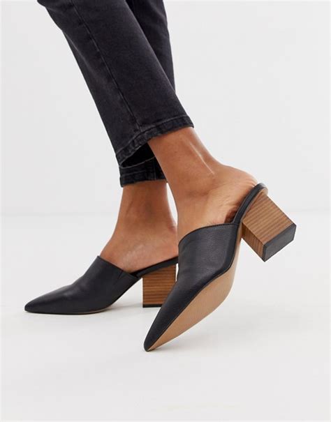 ASOS DESIGN Sloane premium leather heeled mules in black | ASOS