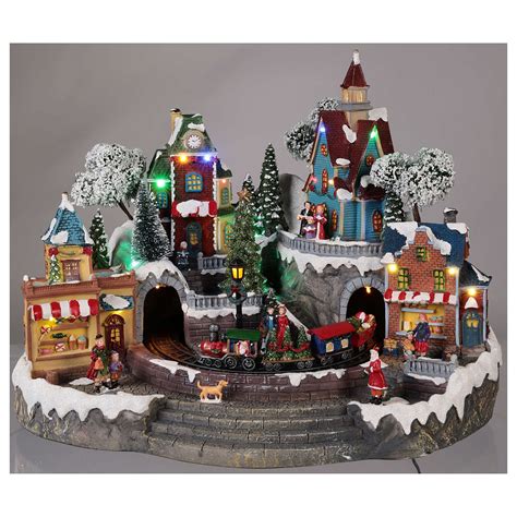 Animated Christmas village with train 35x45x35 cm | online sales on ...