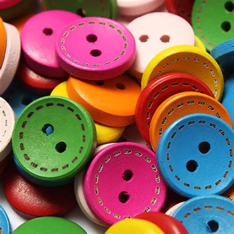 2015 New color mixed 2 Holes Round Wood Buttons Clothing Sewing DIY Craft Scrapbook 15mm hot ...